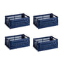 Hay - Colour Crate Basket S, 26.5 x 17 cm, dark blue, recycled (set of 4)