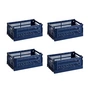 HAY - Colour Crate Basket S, 26.5 x 17 cm, dark blue, recycled (set of 4)