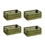 HAY - Colour Crate Basket S, 26.5 x 17 cm, olive, recycled (set of 4)