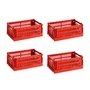 HAY - Colour Crate Basket S, 26.5 x 17 cm, red, recycled (set of 4)