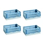 HAY - Colour Crate Mix basket S, 26.5 x 17 cm, sky blue, recycled (set of 4)