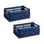Hay - Colour Crate Basket S, 26.5 x 17 cm, dark blue, recycled (set of 2)