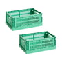 Hay - Colour Crate Basket S, 26.5 x 17 cm, dark mint , recycled (set of 2)
