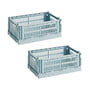 Hay - Colour Crate Basket S, 26.5 x 17 cm, dusty blue, recycled (set of 2)