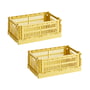 Hay - Colour Crate Basket S, 26.5 x 17 cm, dusty yellow, recycled (set of 2)