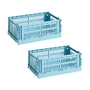 HAY - Colour Crate Basket S, 26.5 x 17 cm, light blue, recycled (set of 2)