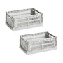Hay - Colour Crate Basket S, 26.5 x 17 cm, light grey, recycled (set of 2)