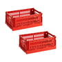 Hay - Colour Crate Basket S, 26.5 x 17 cm, red, recycled (set of 2)