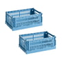 Hay - Colour Crate Basket S, 26.5 x 17 cm, sky blue, recycled (set of 2)