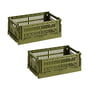 Hay - Colour Crate Basket S, 26.5 x 17 cm, olive, recycled (set of 2)