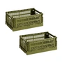 HAY - Colour Crate Basket S, 26.5 x 17 cm, olive, recycled (set of 2)