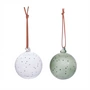 OYOY - Natale Christmas bauble, glass, clear / green (set of 2)