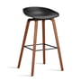 Hay - About A Stool AAS 32 H 85 cm, walnut lacquered / steel black / black 2. 0 (plastic glides)