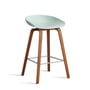 Hay - About A Stool AAS 32 H 75 cm, lacquered walnut / stainless steel / dusty mint 2. 0 (felt glides)