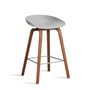 Hay - About A Stool AAS 32 H 75 cm, lacquered walnut / stainless steel / concrete grey 2. 0 (felt glides)