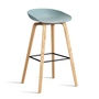 HAY - About A Stool AAS 32 H 75 cm, lacquered oak / black steel / dusty blue 2. 0 (plastic glides)