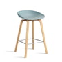 Hay - About A Stool AAS 32 H 75 cm, lacquered oak / stainless steel / dusty blue 2. 0 (felt glides)