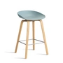 HAY - About A Stool AAS 32 H 65 cm, lacquered oak / stainless steel / dusty blue 2. 0 (felt glides)