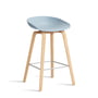 Hay - About A Stool AAS 32 H 75 cm, soaped oak / stainless steel / slate blue 2. 0 (felt glides)