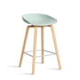 Hay - About A Stool AAS 32 H 75 cm, soaped oak / stainless steel / dusty mint 2. 0 (felt glides)