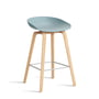 Hay - About A Stool AAS 32 H 75 cm, soaped oak / stainless steel / dusty blue 2. 0 (felt glides)