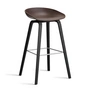 HAY - About A Stool AAS 32 H 75 cm, black lacquered oak / stainless steel / raisin 2. 0 (plastic glides)