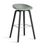 Hay - About A Stool AAS 32 H 85 cm, black lacquered oak / stainless steel / fall green 2. 0 (plastic glides)