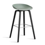 HAY - About A Stool AAS 32 H 75 cm, black lacquered oak / stainless steel / fall green 2. 0 (plastic glides)