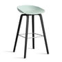 Hay - About A Stool AAS 32 H 85 cm, black lacquered oak / stainless steel / dusty mint 2. 0 (plastic glides)