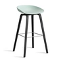 HAY - About A Stool AAS 32 H 75 cm, black lacquered oak / stainless steel / dusty mint 2. 0 (plastic glides)