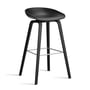 Hay - About A Stool AAS 32 H 85 cm, black lacquered oak / stainless steel / black 2. 0 (plastic glides)