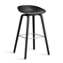 HAY - About A Stool AAS 32 H 75 cm, black lacquered oak / stainless steel / black 2. 0 (plastic glides)