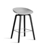 Hay - About A Stool AAS 32 H 75 cm, black lacquered oak / stainless steel / concrete grey 2. 0 (plastic glides)