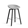HAY - About A Stool AAS 32 H 65 cm, black lacquered oak / stainless steel / concrete grey 2. 0 (plastic glides)