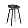 Hay - About A Stool AAS 32 H 75 cm, black lacquered oak / stainless steel / black 2. 0 (plastic glides)