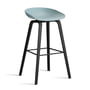 Hay - About A Stool AAS 32 H 85 cm, black lacquered oak / black steel / dusty blue 2. 0 (felt glides)