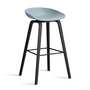 HAY - About A Stool AAS 32 H 75 cm, black lacquered oak / black steel / dusty blue 2. 0 (plastic glides)