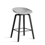 Hay - About A Stool AAS 32 H 75 cm, black lacquered oak / black steel / concrete grey 2. 0 (felt glides)