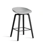 HAY - About A Stool AAS 32 H 65 cm, black lacquered oak / black steel / concrete grey 2. 0 (plastic glides)