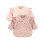 Konges Sløjd - Bib with sleeves and ruffles, 18 - 36 months, fairy cherry /cameo rose (set of 2)