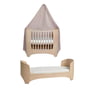 Leander - Baby junior bed whitewash with canopy, dusty rose