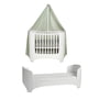 Leander - Baby junior bed white with canopy, sage green