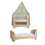 Leander - Baby junior bed whitewash with canopy, sage green