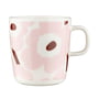 Marimekko - Oiva Unikko Mug with handle, 400 ml, white / light pink / chestnut