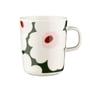 Marimekko - Oiva Unikko Mug with handle, 250 ml, white / dark green / light pink