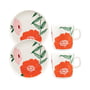 Marimekko - Oiva Puutarhakutsut breakfast set, white / green / orange (4 pcs)