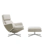 Vitra - Grand Relax Armchair & Ottoman, polished aluminum, Nubia ivory / leather / sand, felt glides