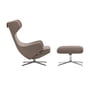 Vitra - Grand Repos Armchair and Ottoman, Cosy 2 02 fossil gray, polished aluminum (felt glides)