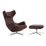 Vitra - Grand Repos Armchair and Ottoman, chestnut, leather 69, polished aluminum (felt glides)