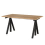 String - Works Desk, height-adjustable, black, table top 140 x 78 cm / oak